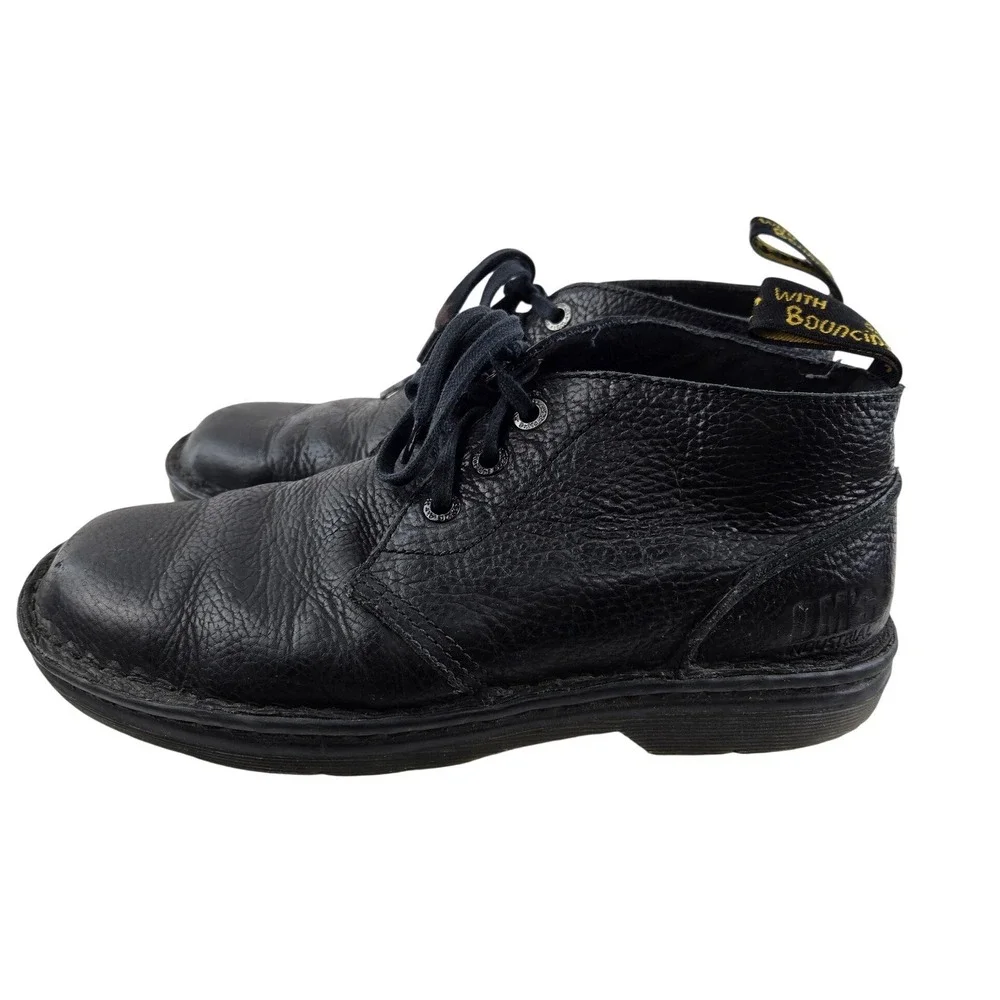 Dr. Martens Sussex Bear Track Black Leather Slip Resistant Boots Mens 9 Ankle